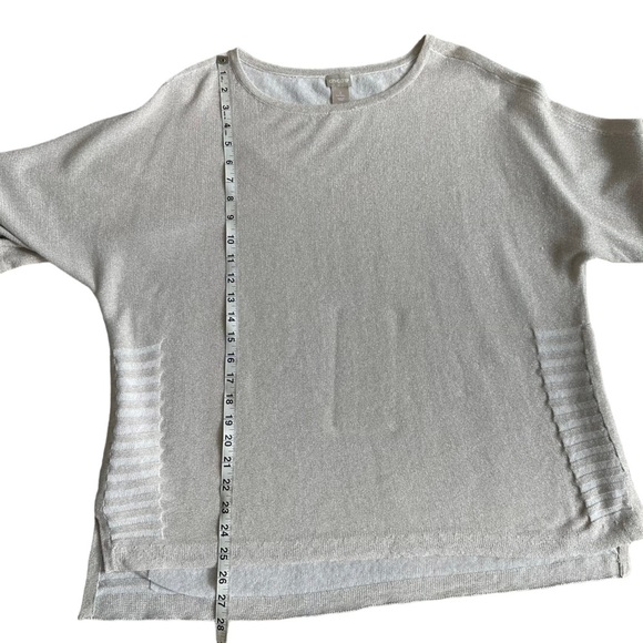 Chico's Silver Metallic Glitter Knit Short Sleeve Top Size: 2 (L) - Picture 7 of 9